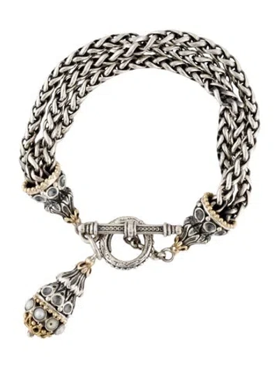 Pre-owned Konstantino Pearl Charm Bracelet, 6.5" In Multi