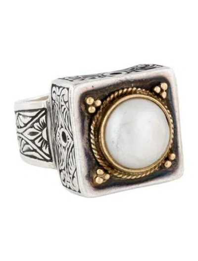 Pre-owned Konstantino Pearl Cocktail Ring In Multi