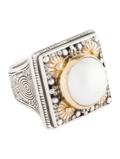 Pre-owned Konstantino Pearl Cocktail Ring In Multi