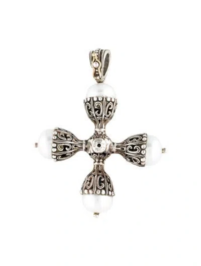 Pre-owned Konstantino Pearl Cross Pendant In Multi