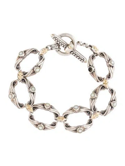 Pre-owned Konstantino Pearl Link Bracelet, 6.5" In Multi