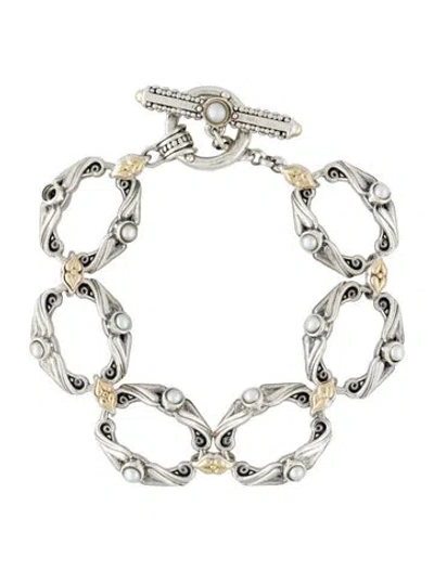 Pre-owned Konstantino Pearl Link Bracelet, 6.5" In Multicolor