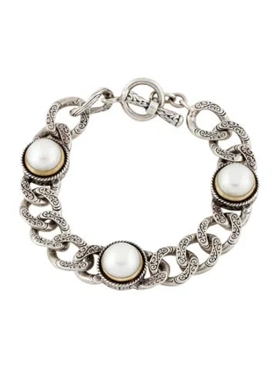 Pre-owned Konstantino Pearl Link Bracelet, 6.75" In Multi