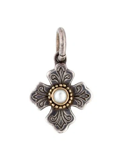 Pre-owned Konstantino Pearl Mini Cross Pendant In Multi