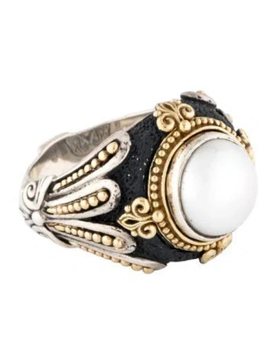 Pre-owned Konstantino Pearl Nemesis Cocktail Ring In Multicolor