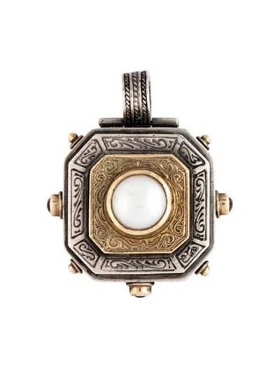 Pre-owned Konstantino Pearl, Ruby & Tourmaline Pendant, 1.5" In Multicolor
