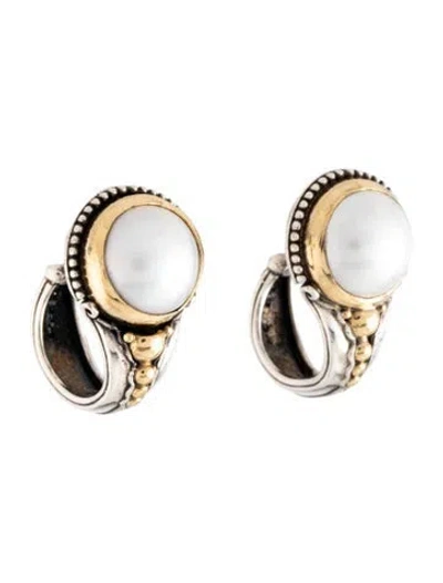 Pre-owned Konstantino Pearl Two-tone Drop Earrings In Multicolor