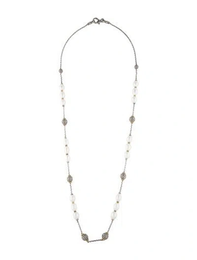 Pre-owned Konstantino Pearl-trio Kleos Long Necklace, 33" In Multicolor