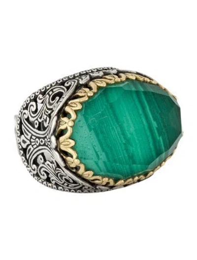 Pre-owned Konstantino Quartz & Malachite Doublet Cocktail Ring In Multi