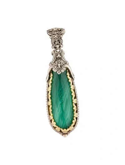 Pre-owned Konstantino Quartz & Malachite Doublet Pendant Necklace In Multi