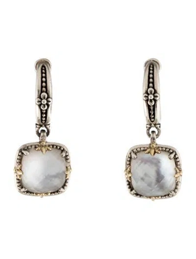 Pre-owned Konstantino Quartz & Mother Of Pearl Doublet Drop Earrings In Multicolor