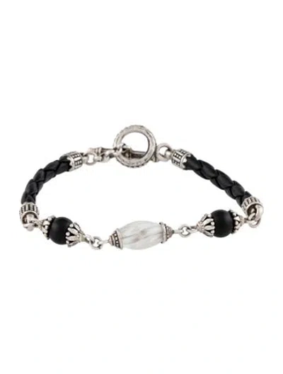 Pre-owned Konstantino Quartz & Onyx Bead Bracelet, 7" In Multicolor
