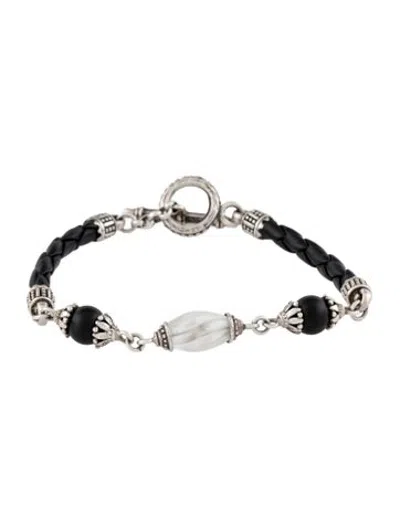 Pre-owned Konstantino Quartz & Onyx Bead Bracelet, 7" In Multicolor