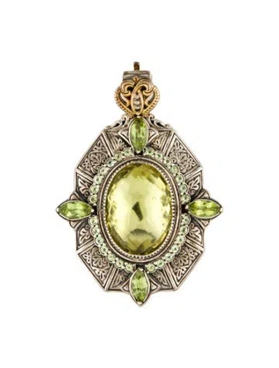 Pre-owned Konstantino Quartz & Peridot Pendant In Multi