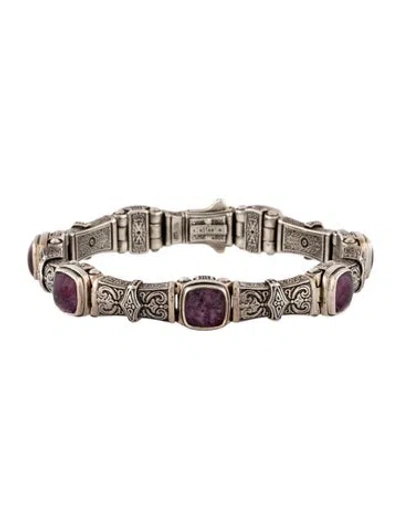 Pre-owned Konstantino Quartz & Ruby Doublet Station Bracelet, 6.75" In Multicolor