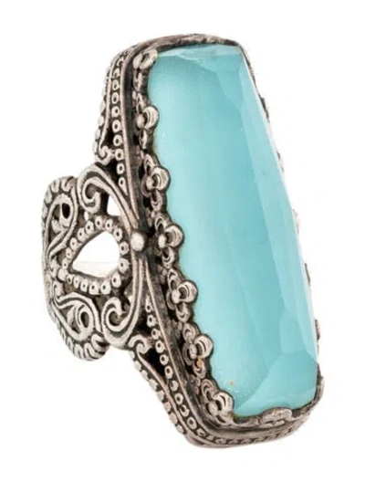 Pre-owned Konstantino Quartz Doublet Aura Cocktail Ring In Blue