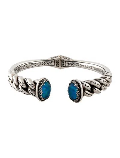 Pre-owned Konstantino Quartz Doublet Cuff Bracelet, 6.75" In Multicolor