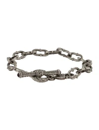 Pre-owned Konstantino Rhodolite Link Bracelet, 6.75" In Multicolor