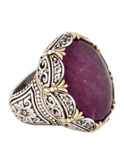 Pre-owned Konstantino Ruby & Quartz Doublet & Topaz Ring In Multi