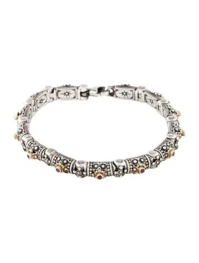 Pre-owned Konstantino Ruby Link Bracelet, 6.75" In Multi