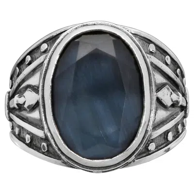 Pre-owned Konstantino Share  925 Sterling Silver Hawk's Eye Deublet Ring Size 10.5 In Multiple