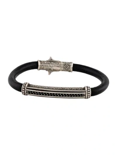 Pre-owned Konstantino Spinel & Leather Bangle Bracelet In Multicolor