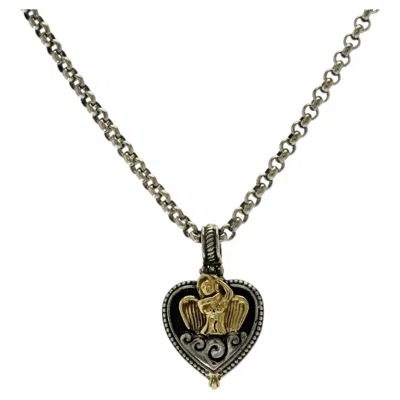 Pre-owned Konstantino Sterling Silver 18k Gold Angelic Ethereal Heart Pendant Necklace 18" In Multiple