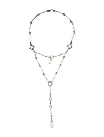 Pre-owned Konstantino Synthetic Ruby & Quartz Two-tone Lavalier Necklace, 20" In Multi