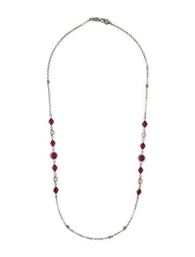 Pre-owned Konstantino Synthetic Ruby Two-tone Station Necklace, 28" In Multi