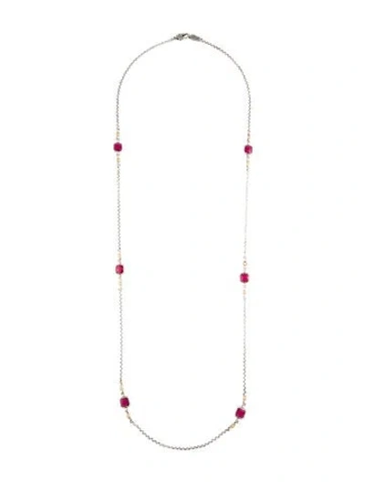 Pre-owned Konstantino Synthetic Ruby Two-tone Station Necklace, 36" In Multi
