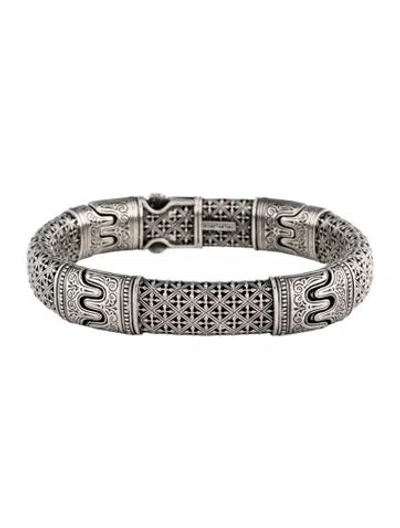Pre-owned Konstantino Textured Carved Link Bracelet, 7.5" In Multicolor