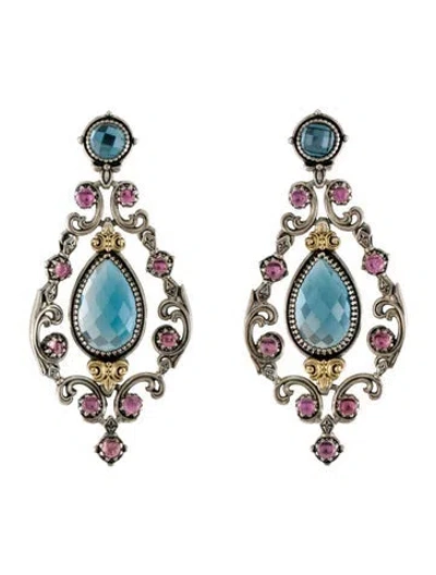 Pre-owned Konstantino Topaz & Tourmaline Chandelier Earrings In Multi