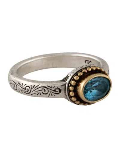 Pre-owned Konstantino Topaz Cocktail Ring In Blue