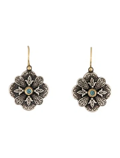 Pre-owned Konstantino Topaz Flower Drop Earrings In Multi