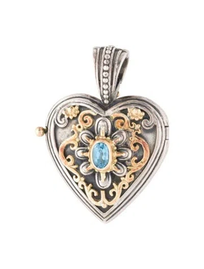 Pre-owned Konstantino Topaz Heart Locket Pendant In Multi