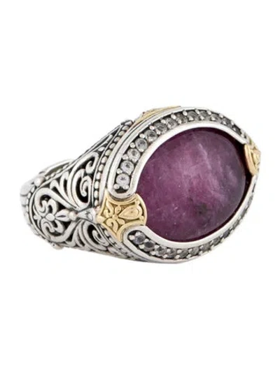 Pre-owned Konstantino Topaz-accented Quartz & Ruby Doublet Cocktail Ring In Multi