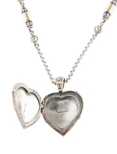 Pre-owned Konstantino Tourmaline Heart Locket Pendant Necklace, 18" In Multi