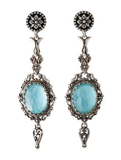Pre-owned Konstantino Turquoise & Quartz Doublet Aegean Drop Earrings In Multi