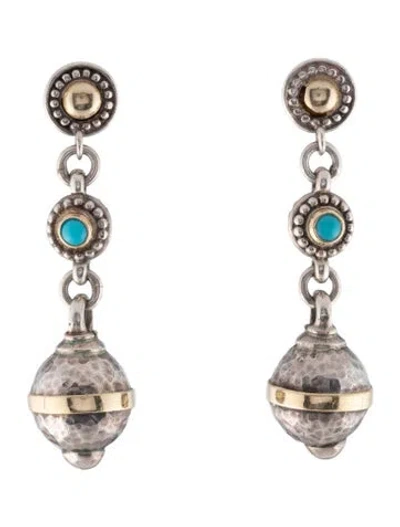Pre-owned Konstantino Turquoise Bead Drop Earrings In Multicolor