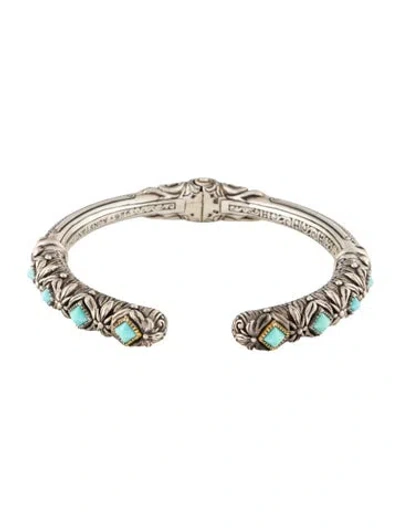 Pre-owned Konstantino Turquoise Hinged Cuff Bracelet, 7" In Multi