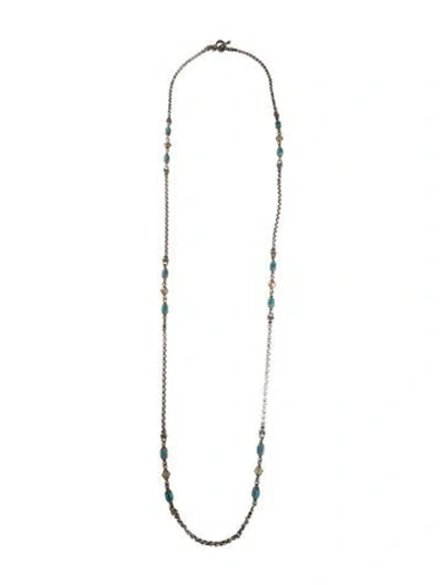 Pre-owned Konstantino Turquoise Long Station Necklace, 52" In Multicolor