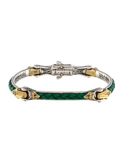 Pre-owned Konstantino Two-tone Braided Leather Alchemy Bracelet, 7.5" In Multicolor