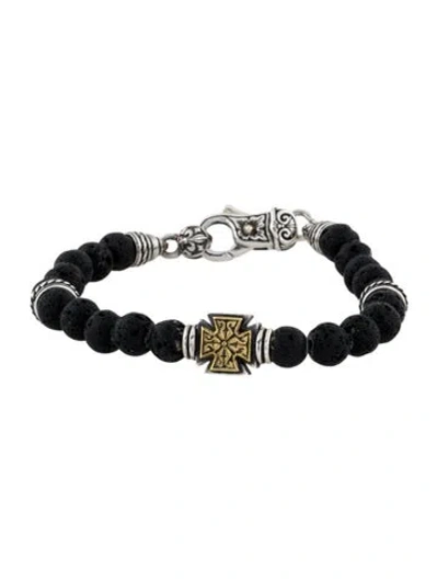 Pre-owned Konstantino Two-tone Cross Bead Bracelet, 6" In Multi