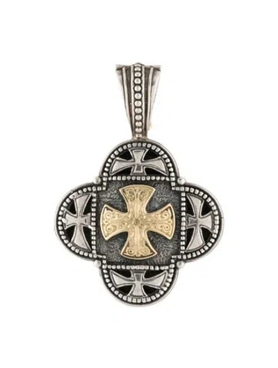 Pre-owned Konstantino Two-tone Cross Pendant In Multi