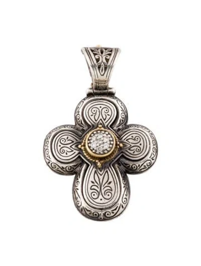 Pre-owned Konstantino Two-tone Diamond Cross Pendant In Multi