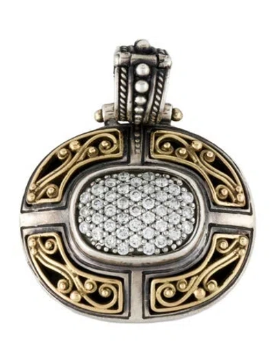 Pre-owned Konstantino Two-tone Diamond Pendant Enhancer In Multi