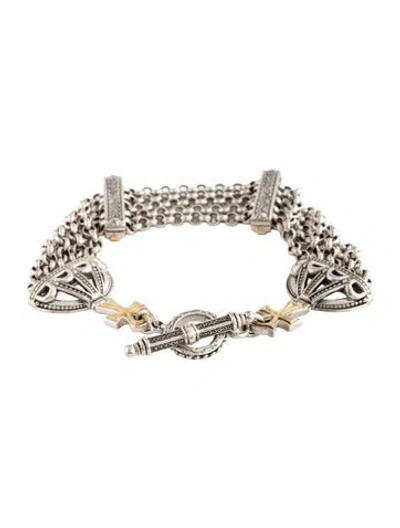 Pre-owned Konstantino Two-tone Dome 5 Chain Bracelet, 7" In Multicolor