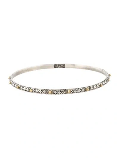 Pre-owned Konstantino Two-tone Dot Bangle Bracelet, 8" In Multicolor