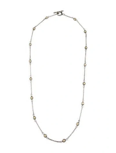 Pre-owned Konstantino Two-tone Floral Station Necklace, 19" In Multi