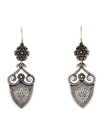 Pre-owned Konstantino Two-tone Flower & Shield Drop Earrings In Multi